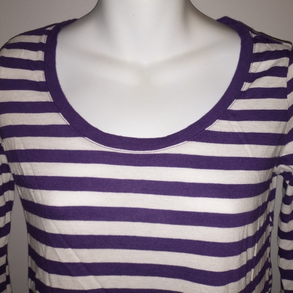 Nollie Purple and White Striped Long Sleeve Top Ladies Size Medium - Picture 3 of 5